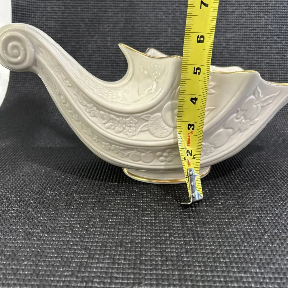 Vintage Lenox Fruits of Life Cornucopia Dish Ivory Gold Trim